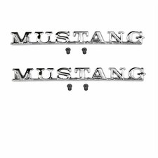 1965-1966 Ford Mustang Chrome Fender Emblem Letters Mustang Pair With Fastener