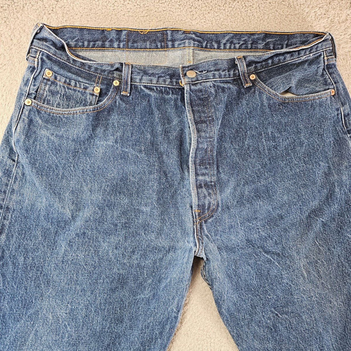 Vintage Levis 90s 501xx Jeans Straight Leg Button Fly Mens 42x28