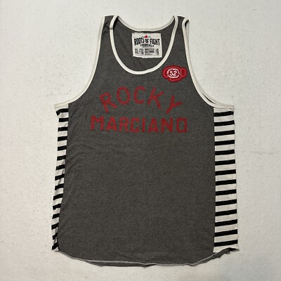 Roots Of Fight Boxing Rocky Marciano 52-0 Heavyweight Champ Gray Tank Size XL