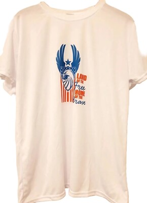 Large T-Shirt American Eagle Flag USA Land of the Free Home of the Brave