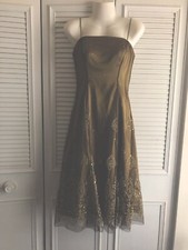 Adriana Papell Boutique Size 4  Embellished Gold Party Dress