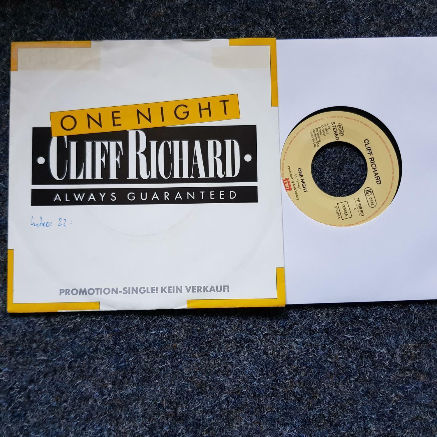 7"" Single Vinyl Cliff Richard - One night PROMO GERMANY