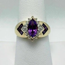 3 Ct Marquise Lab-Created Amethyst Wedding Cocktail Ring 14K Yellow Gold Plated