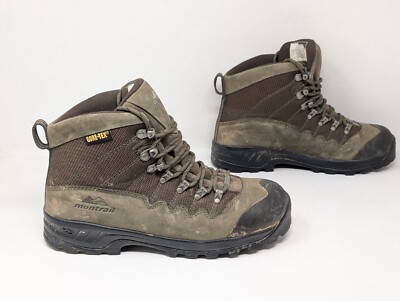 Montrail Gentrax Boots Men's Size US 9 Brown Leather Lace Up Mid Vibram 1382 VTG