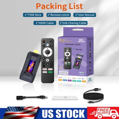 TV98 8K Android13 Smart TV Stick 2.4G 5G WiFi6 TV Box Media Player Voice Remote