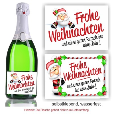 Aufkleber Sektflasche Weihnachten Frohe Weihnachten Geschenk Fest