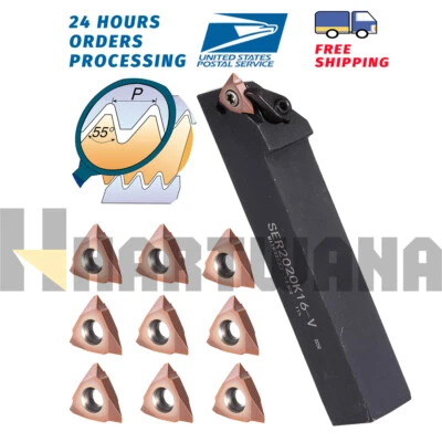 HARTWANA Lathe Turning Threading External Threading For 55 Degree AG55 Holder +10 Inserts