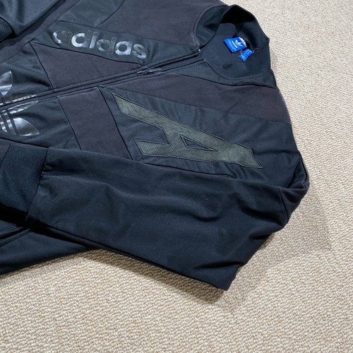 Adidas Tracksuit Top Womens Medium 10 UK Oversized Black Glanzanzug Track Jacket - Picture 4 of 14
