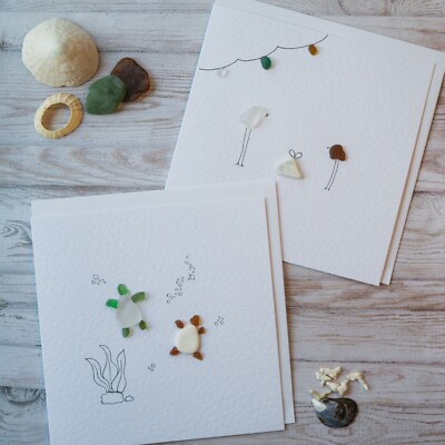 Sea Glass Greeting Card , Birthday card, Gift, For Her, Square card ...