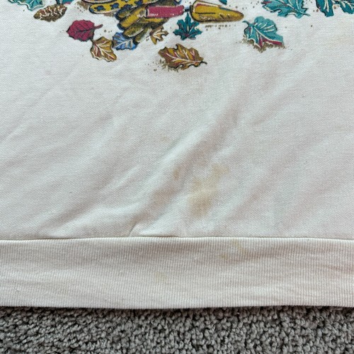 VTG Basic Editions Grandma Sweater Womens L Autumn Floral Garden Birdhouse FLAW - Picture 5 of 12