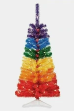 NEW! 4 FT Rainbow Pre-Lit Christmas Tree Holiday Pride NIB!