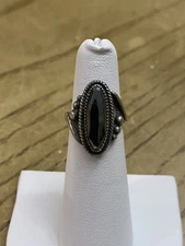 Wheeler Mfg. Vintage Navajo Inspired 925 Sterling Hematite Stone Ring Sz 5
