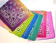 Bandana 100% Cotton Print Double-Sided Multi-Color Head Neck Wrist 21"x21"