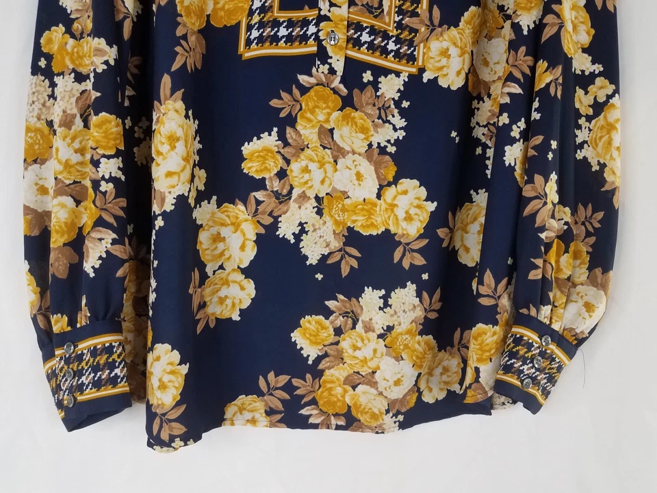 Blusa Top Floral Charter Club Mujer Talla L Manga Larga Multicolor Informal Transparente Foto 3 de 4