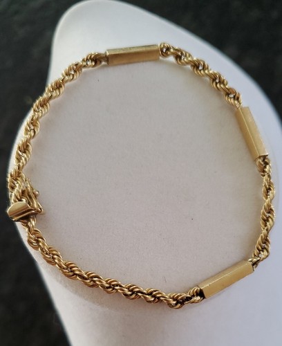 14kt Gold Rope And Bar Bracelet 8 in. 4mm 10g jewelry - Picture 4 of 8