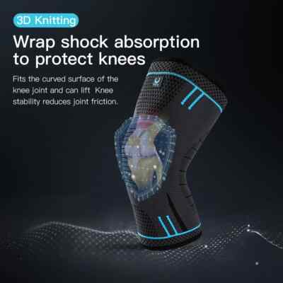 1 PC Compression Knee Support Sleeve Elastic Knee Pads Brace Springs Gym Sports