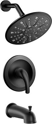 Tub Shower Faucet Set Valve Included with 9-Inch Rain Shower Head and Tub Spout