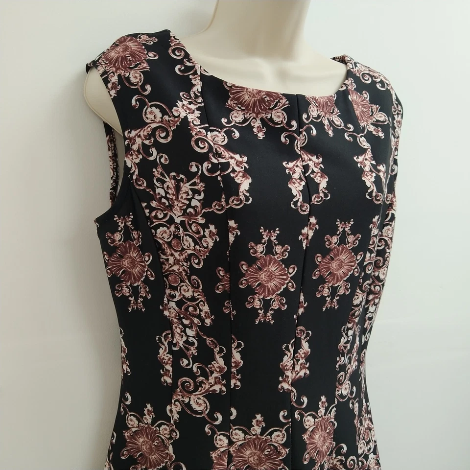Vestido Gabby Skye Para Mujer Talla 8 Negro Rosa Ajuste Floral Acampanado Cubierta Retro Damas Foto 4 de 4