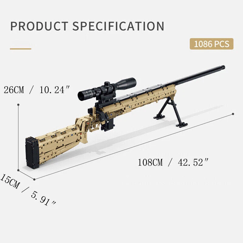 LiyLiyanna 1086Pcs Model Set1:1 M24 Sniper Rifle Building Blocks Toys Collection - Image 3 of 4