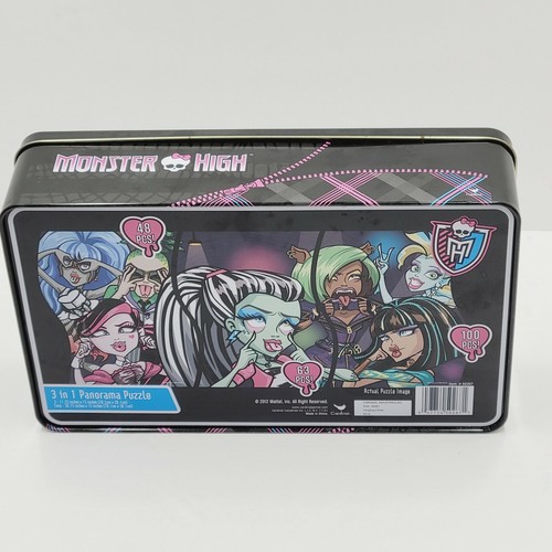 Mattel Monster High 3 in 1 Panorama Puzzle Tin 211 Pcs 2012 New Puzzle is Sealed - Picture 3 of 6
