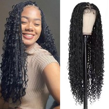 16-36" Boho Braided Wigs Full Lace Knotless Box Braids for Black Women Afro Wigs
