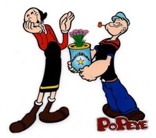 3X2.75" Popeye sailor propose Olive glitter IRON On TRANSFER Decor Heat flower