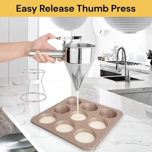 Pancake Funnel Dispenser Stainless Steel Donut Cupcake Waffle Batter Baking Tool - Picture 9 of 11