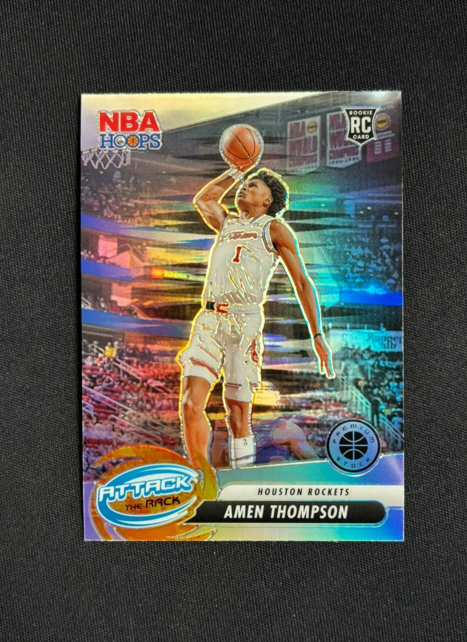 2023-24 NBA Hoops Premium Amen Thompson Attack the Rack Silver PRIZM #9 RC