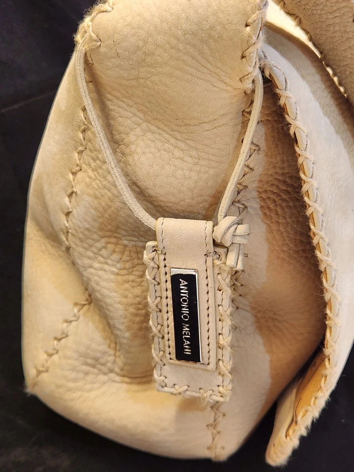 Bolso Cartera Antonio Melani Cuero Beige Auténtico Cuero Real Foto 4 de 4