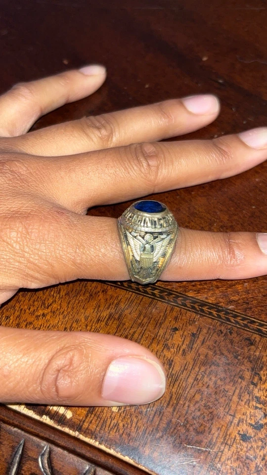 Коллекционное кольцо ВМС США с золотистым синим камнем печатка размер 10 - Изображение 2 из 4