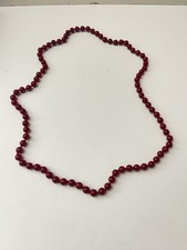 Vintage Red Glass Bead Necklace Hand-Knotted Necklace 15  