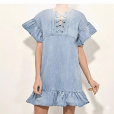 Ulla Johnson Marianne Denim Blue Mini Dress
