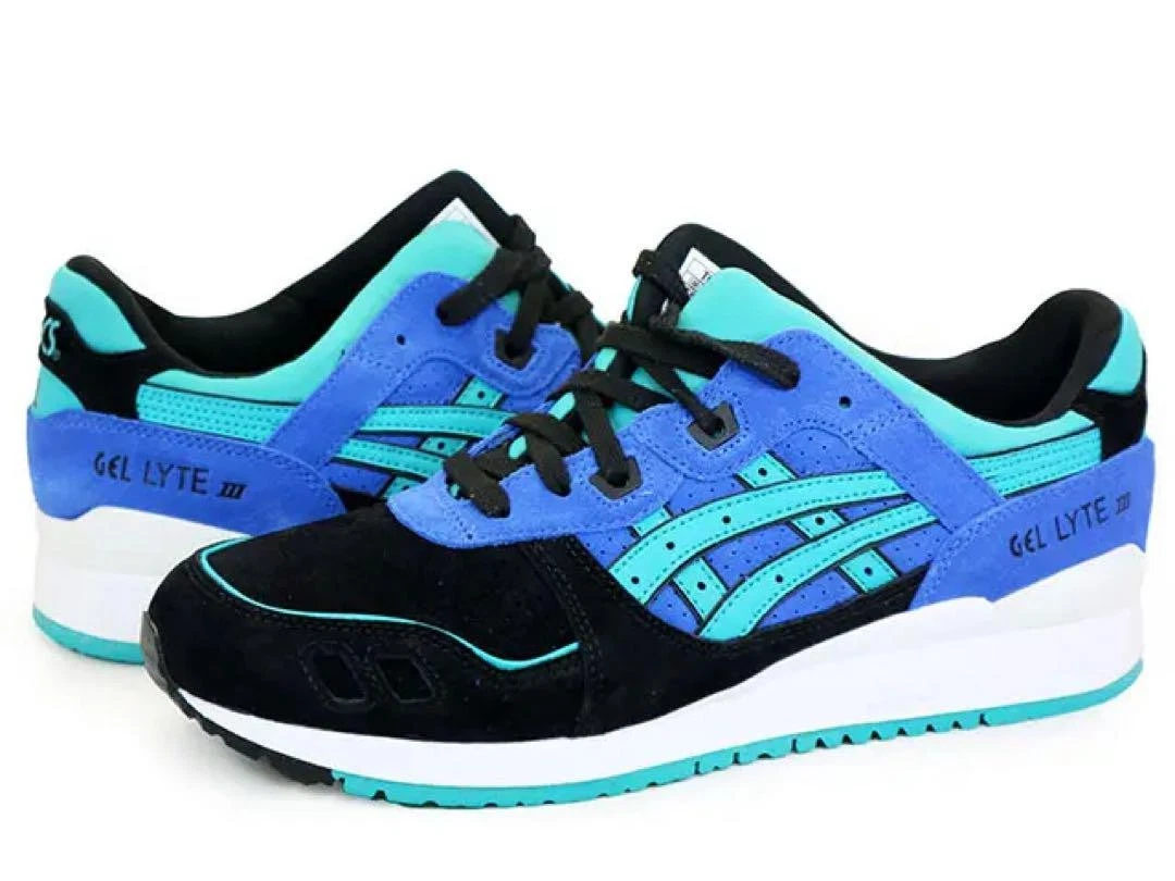 Sneakers ASICS GEL LYTE III uomo nero blu turchese 8.0US mai usate