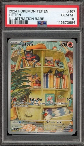 Pokemon Litten Temporal Forces Illustration Rare #167 PSA 10 Gem Mint
