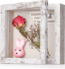 5X5 Shadow Box Frame with Linen Back - Sturdy Rustic Memory Display Case of Flow
