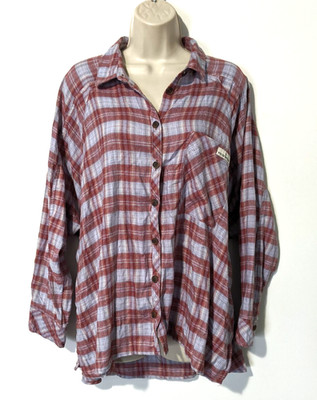 BDG Urban Outfitters Women's Oversized Button Front Shirt Sz Med Plaid Hi-Lo EUC