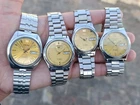 Vintage Seiko 5 Automatic Watch Lot x4 Gold Dial Day-Date Men's Japanese SS