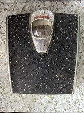 Vintage Detecto Bathroom Scale MCM Black Silver Specs MADE in USA Works Great