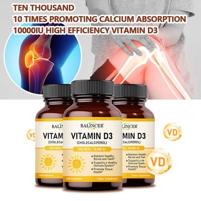 Hochkonzentriertes Vitamin D3 10000 IE kann Knochen und Zähne stärken 30-120Kaps