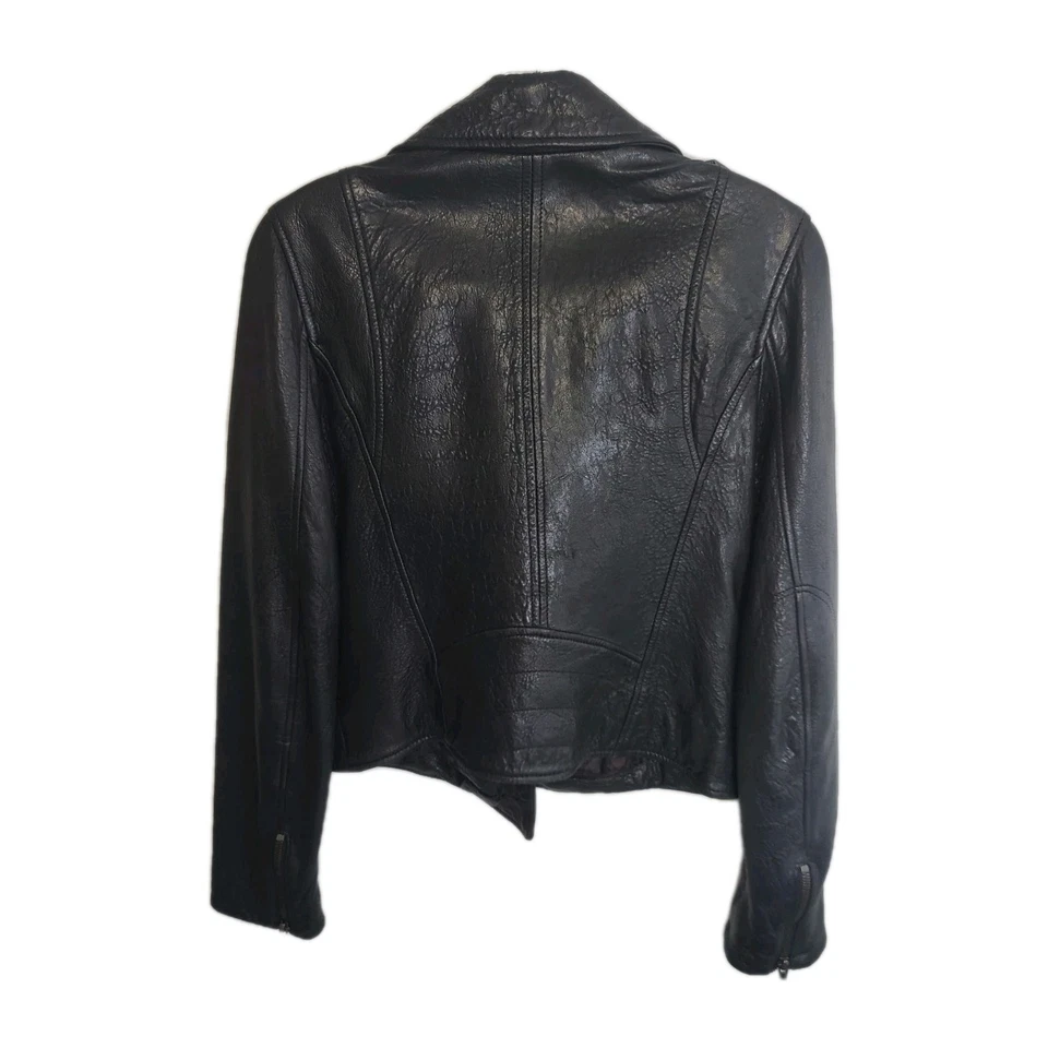 Black Rivot Genuine Leather Moto Jacket Women's XS Black Full Zip Vintage 90s - Image 2 of 4
