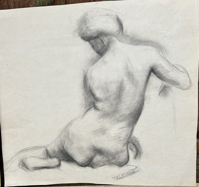 Vintage Original Classroom Study Pencil - Artist Carlyle Browning - SIGNED