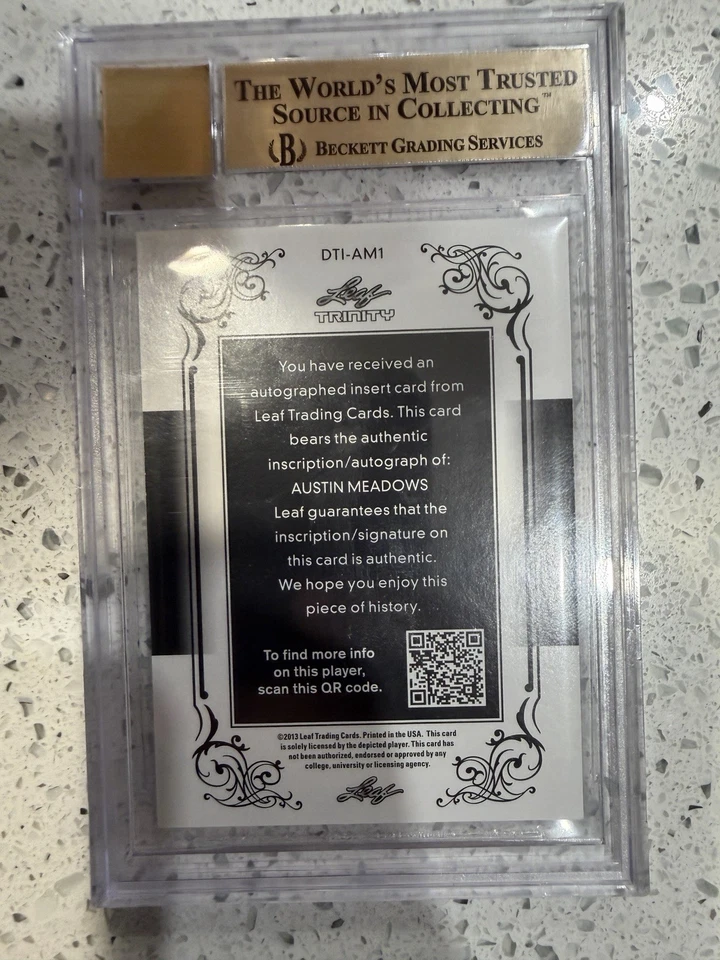 2013 Folha Trinity Inscrição Auto Prata/10 Austin Meadows Beckett 9.5! POP 1 - Imagem 2 de 3