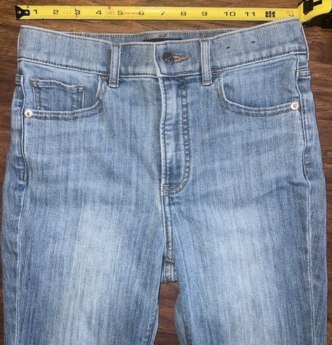 Express Women High Rise Jeans Light Blue Skinny Fit Raw Stretch Denim Size 2R - Picture 4 of 11