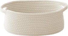 JMvicyroam Woven Basket Small Rope Storage Bin with Handles White