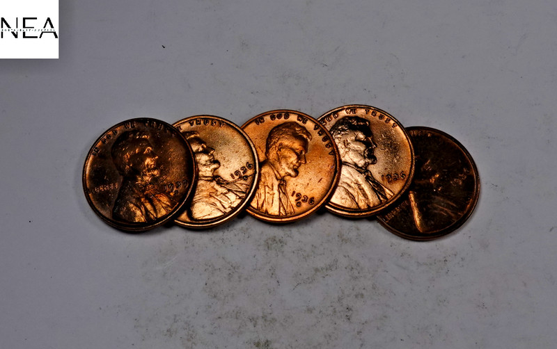 (5) 1936+1936-S+1939-D+1939-S Lincoln Wheat Penny Cent Set/Lot ~ AU/BU ~ZWL33