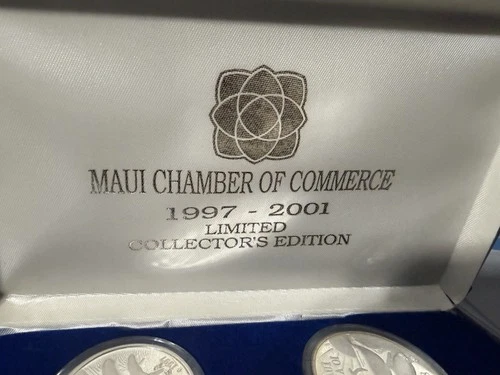 Maui Chamber Of Commerce Hawaii Trade Dollar .999 silver set 1997-2001.