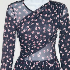 GANNI Tilden Mesh Maxi Dress Size 34 XS/2 Purple Pink Floral Wedding Guest Party