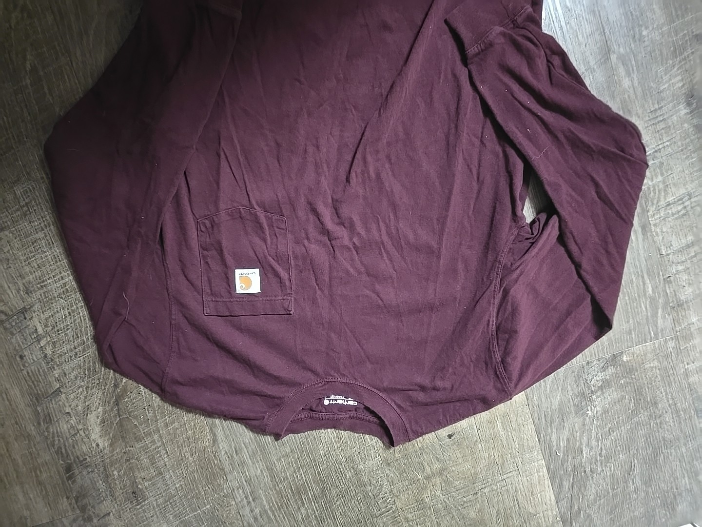 Urban Trend Carhartt Burgundy Loose Fit Long Sleeve Classic Front Pocket Shirt M