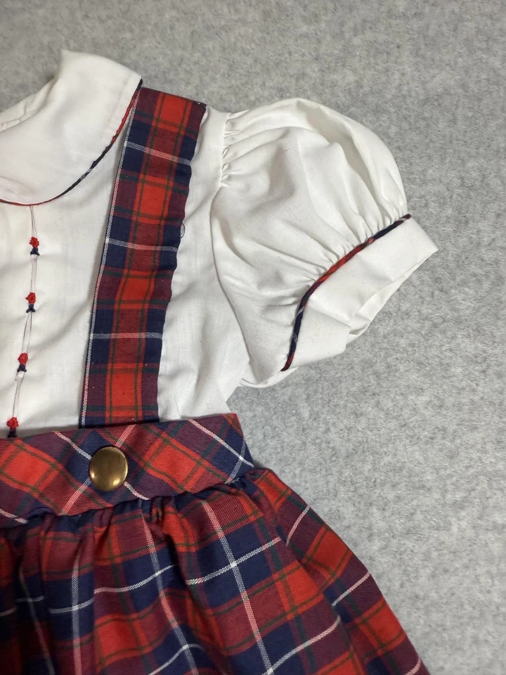 Vestido Polly Flinders Vintage Niñas Pequeñas 3T Cuadros Calado Cuello Peter Pan Foto 4 de 4