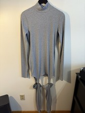 Fashion Nova Long Sleeve Mini Dress | Heather Grey Ribbed Knit Garter XL